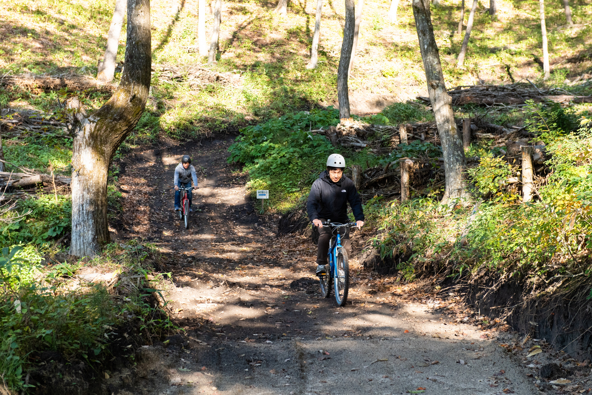 マウンテンバイクで森の中を駆け抜ける！